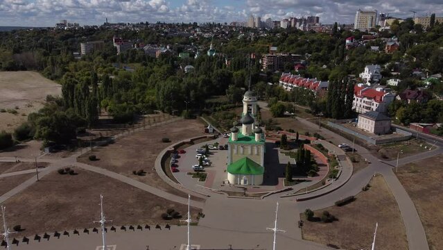 Admiralteyskaya square and Uspensky Admiralteysky church in Voronezh.