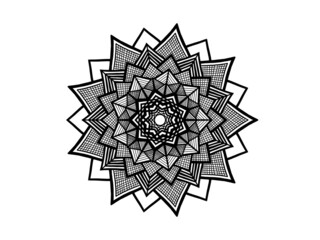 black and white mandala ornament hand drawn