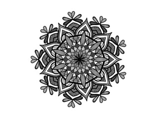 black and white mandala ornament hand drawn