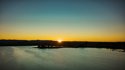 ATARDECER SOBRE EL PANTANO DE ARROYO DE LA LUZ CACERES