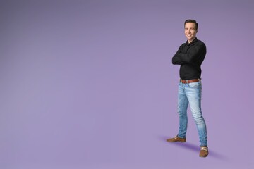 Naklejka premium Young successful employee business man posing