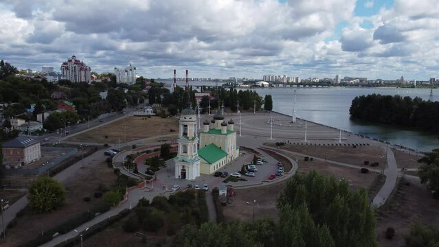 Admiralteyskaya square and Uspensky Admiralteysky church in Voronezh.