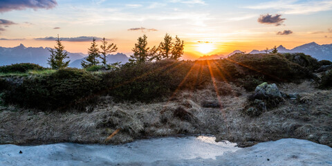 Früh morgens in den Bergen