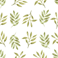 Watercolor leaf seamless pattern