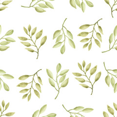 Watercolor leaf seamless pattern