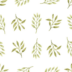Watercolor leaf seamless pattern