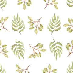Watercolor leaf seamless pattern