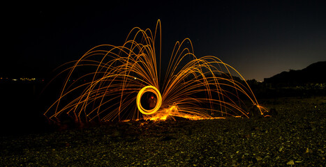 Circle of Glowing Orange Light with Sparks