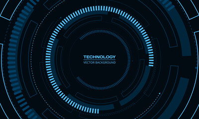 Technology circular structure elements Sci-fi futuristic cyber HUD concept background. Hi-tech interface concept. Technology Innovation communication cyberpunk concept background. Vector illustration