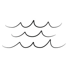 Simple minimalist waves handdrawn water lake river logo vector illustration, design on white background
