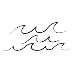 Fototapeta na wymiar Simple minimalist waves handdrawn water lake river logo vector illustration, design on white background