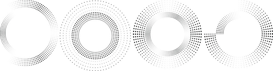Halftone dots in circle form. round logo . vector dotted frame . Design element with a concentric dots .