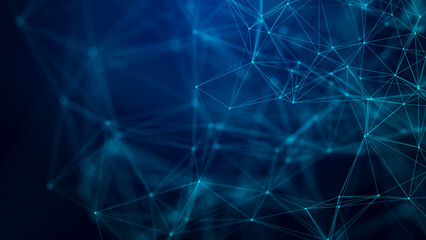 Abstract light blue background with moving lines and dots. The concept of big data. Network connection. Worldwide connection to the Internet. 3d rendering.