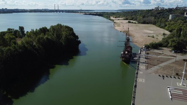  Floating Museum Gott Predestination on wooden ship in Voronezh.