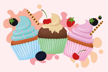 cupcakes with fruits