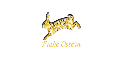 Goldhase als Ostergruß Frohe Ostern