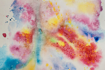 Colorful Watercolour painting. Abstract background. Hand painted Splashes