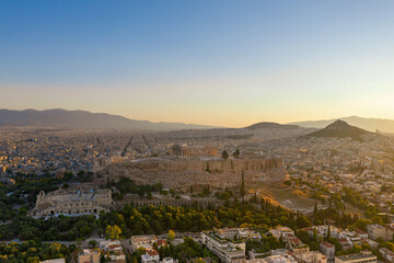 Fototapeta na wymiar Aerial view of Parthenon and Acropolis in Athens,Greece