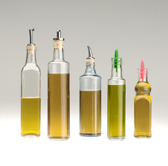 5 Botellas cristal de aceite con diferentes escanciadores