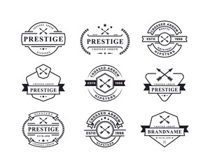 Set of Vintage Retro Badge for Crossed Arrows Rustic Hipster Stamp Logo Design Template Element