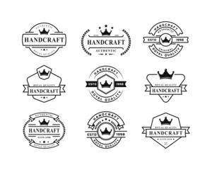 Fotobehang Set of Vintage Retro for Royal Quality Handcraft Badges Logo Design Template Element © free
