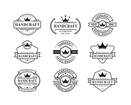 Set of Vintage Retro for Royal Quality Handcraft Badges Logo Design Template Element