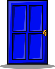 Illustration of a blue door with a professional design on a white background