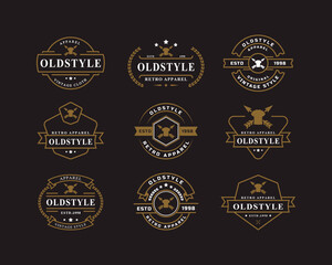 Set of Vintage Retro Badge for Clothing Apparel Old style Logo Emblem Design Symbol