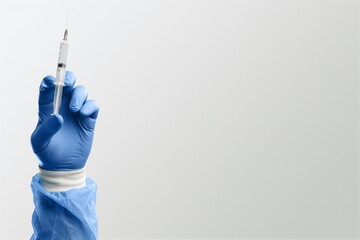 A doctor holds vaccine against new covid-19 variant. New generation vaccine against Coronavirus