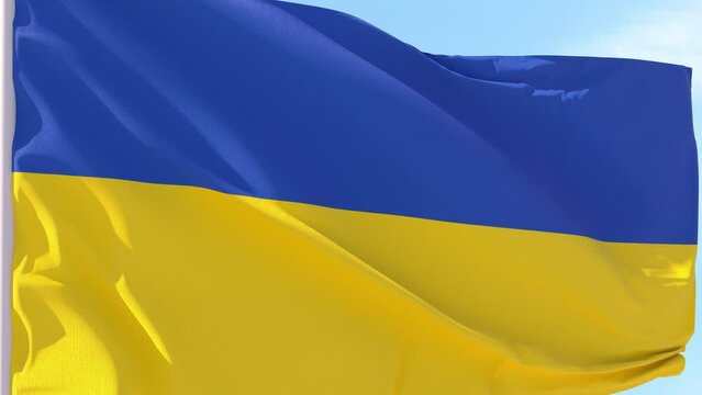 Ukraine flag Background Loop

A ukrainian flag fluttering in the wind against a blue sky on a seamless loop.