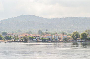 Panorama of the tourist island of Skiathos in Greece.