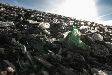 Old garbage landfill near a large city, reclamation