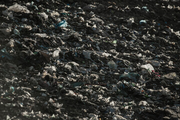 Old garbage landfill near a large city, reclamation
