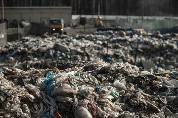 Old garbage landfill near a large city, reclamation