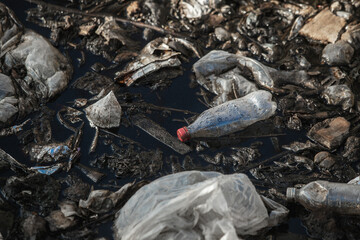 Old garbage landfill near a large city, reclamation