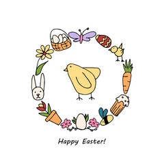 vector print with hand drawn elements for easter