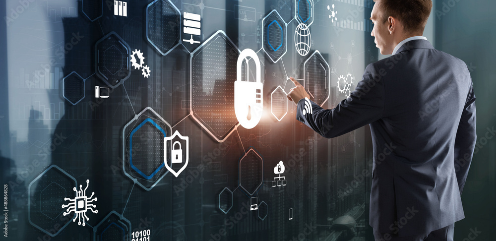 Poster protection network security computer and safe your data concept