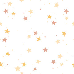 Fototapeta na wymiar Seamless pattern with hand drawn stars on white background. Ideal for print, fabrics, wallpaper and textile design. Vector illustration.