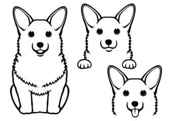 Welsh Corgi sitting and peeking line art design