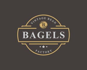 Vintage Retro Badge for Letter B for Bagels Logo Emblem Design Symbol