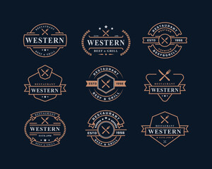 Vintage Retro Badge for Restaurant and Cafe Logo Emblem Design SymbolSet of Vintage Retro Badge for Restaurant and Cafe Logo Emblem Design Symbol