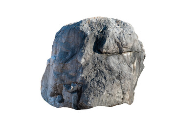 Rock isolated on white background,  grey stone with rough edges.