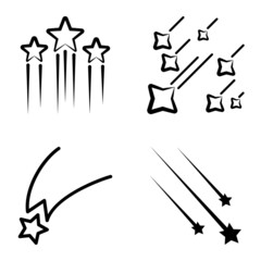 Starfall Flat Icon Set Isolated On White Background