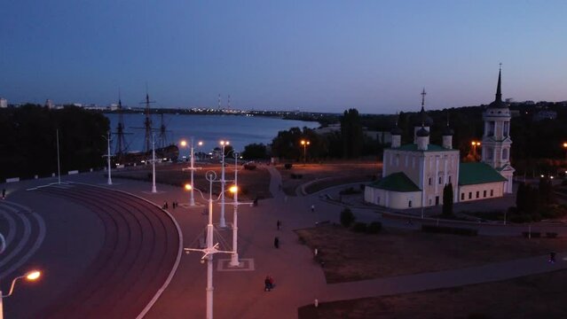 Admiralteyskaya square and Uspensky Admiralteysky church in Voronezh.