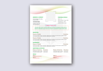 Professional Resume or CV Design with Placeholder
