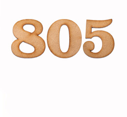 Number 805 - Piece of wood isolated on white background