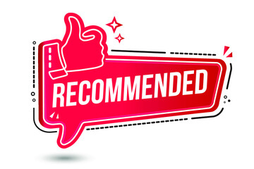 Recommended banner.Thought Speech Bubble with Thumb Up. 

