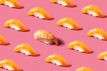shrimp sushi as pattern
