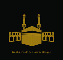 Kaaba al Haram vector icon. Kaaba vector with golden color. Al Haram kaaba illustration flat illustration.