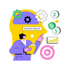 AI-powered marketing tools abstract concept vector illustration. AI-powered research, marketing tools automation, e-commerce search, customer recommendation, machine learning abstract metaphor.
